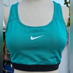 Nike Athletic Sports Bra Bright Green Activewear Chest Logo Women's L